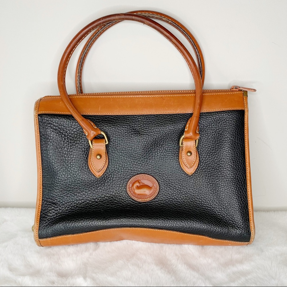 Dooney & Burke Black & Brown Leather Large Handbag